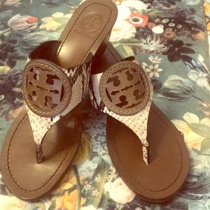 Tory Burch Python Louisa Thong Wedges